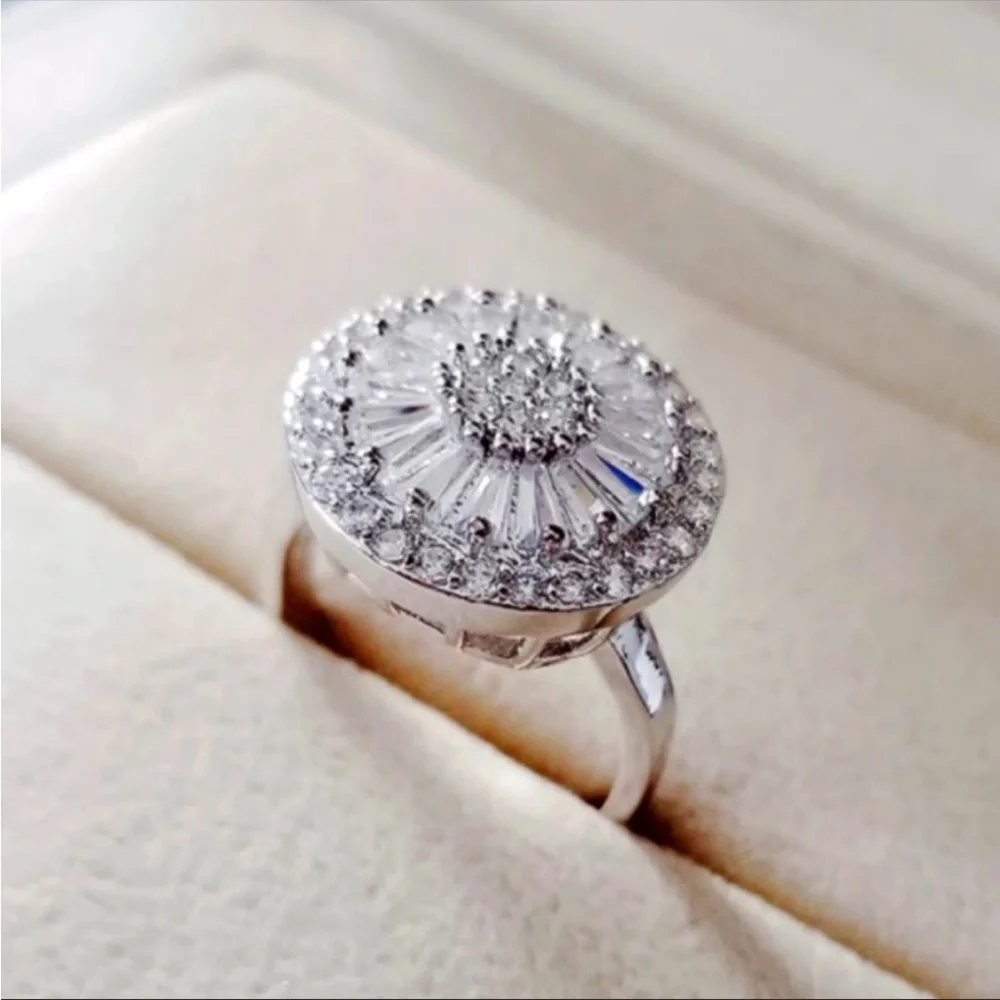 Swarovski Silver-Tone Clear Crystal Cluster Ring